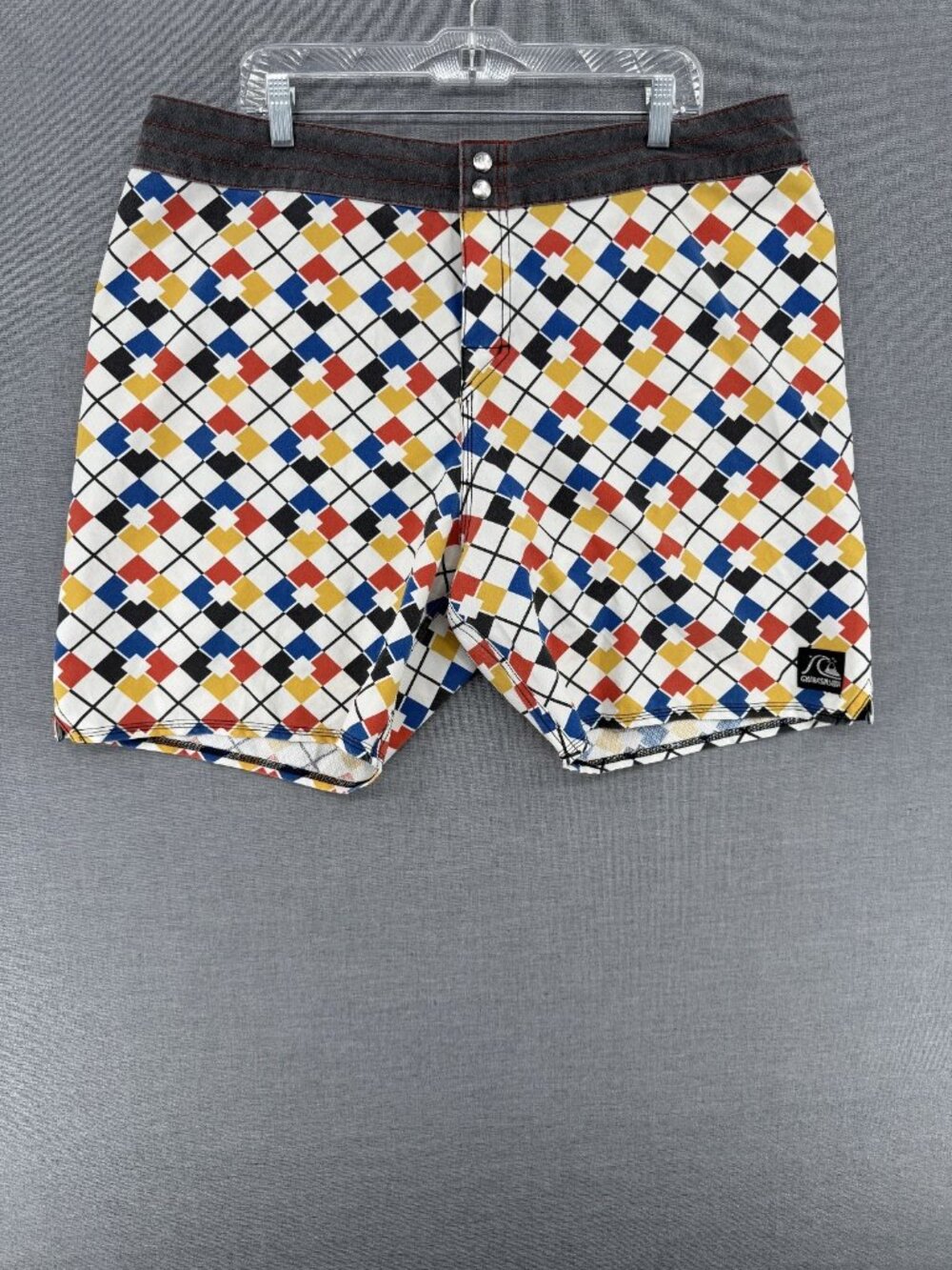 Quiksilver Tioga Diamond Dobby Board Shorts Mens 40 8" Swim Trunks Snap